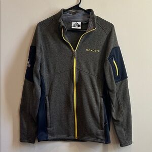 Spyder Jacket Medium Gray And Black Men's Full-Zip with Softshell Panels Size